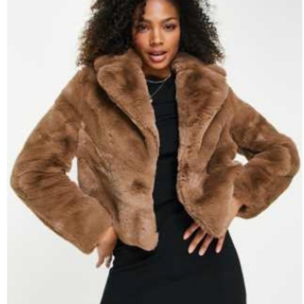 Women's Brown Faux Fur Jacket